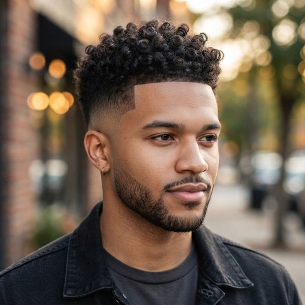 Buzz Cut High Fade with Curly Hair