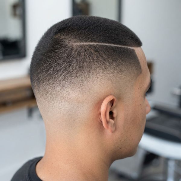 Buzz Cut High Fade with Hard Part