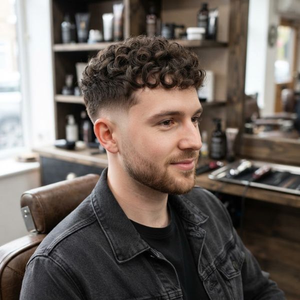 Mid Fade with Curly Crop