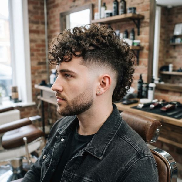 Mid Fade with Curly Mohawk