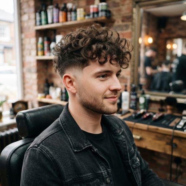 Mid Fade with Textured Curly Top