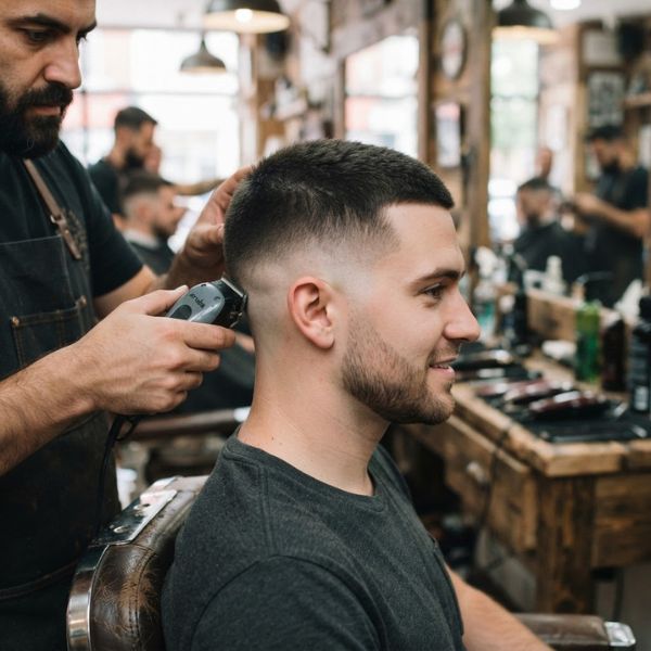 Short Burst Fade with Buzz Cut