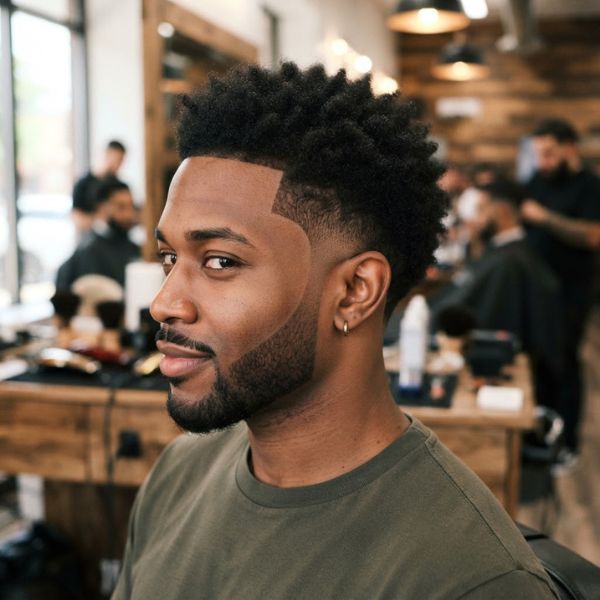 Short Burst Fade with Short Afro