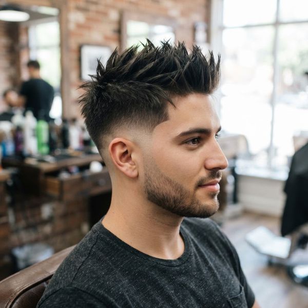 Short Burst Fade with Spiky Top