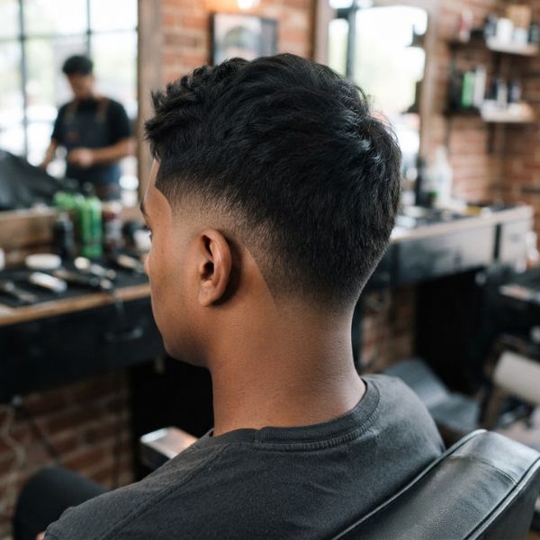Short Burst Fade with Tapered Neckline