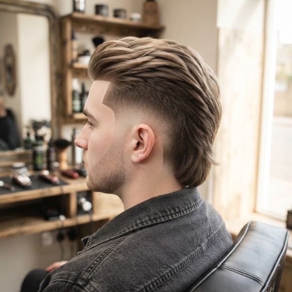 Skin Fade Mullet with Lineup